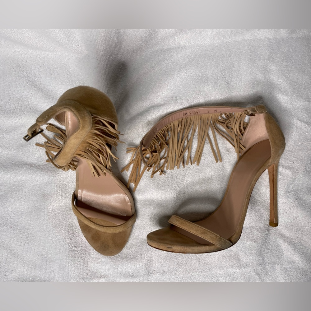 Suede fringey heel